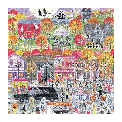 Galison Halloween Parade – 500 Piece Michael Storrings Jigsaw Puzzle Featuring Artwork of A Spooky and Festive Halloween Parade in Salem Massachusetts