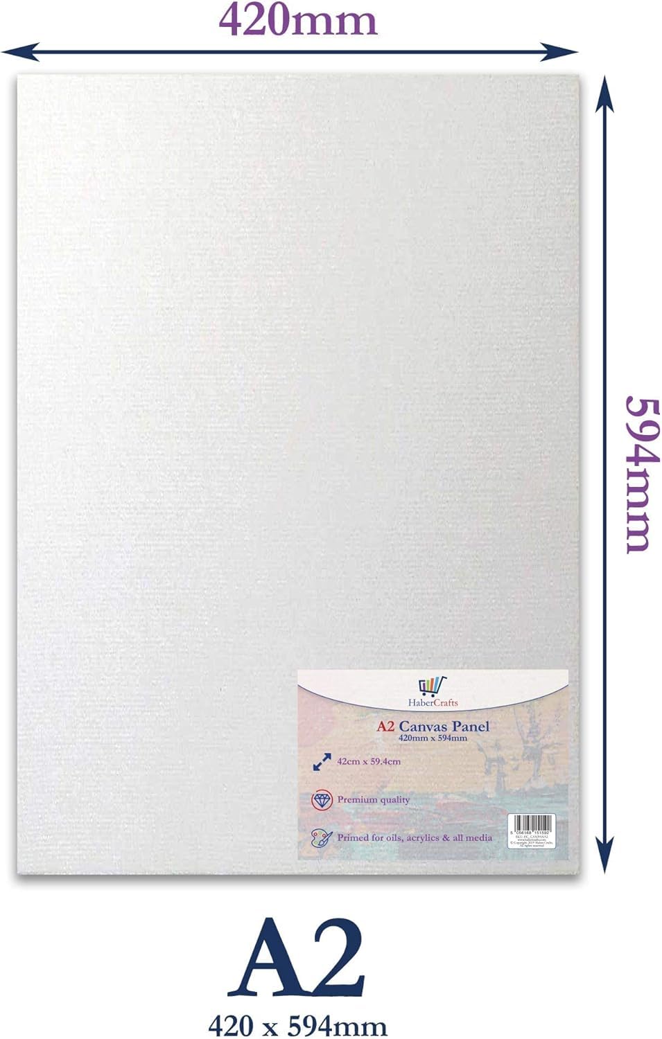 A2 Canvas Panel Stretched Blank Canvas Board Primed Artist Boards 100% Cotton for Oil Paint Acrylic Painting Mixed Media Acid Free White Canvases Art Painting Panel (A2 Size - 420 x 594mm - 1 Board)