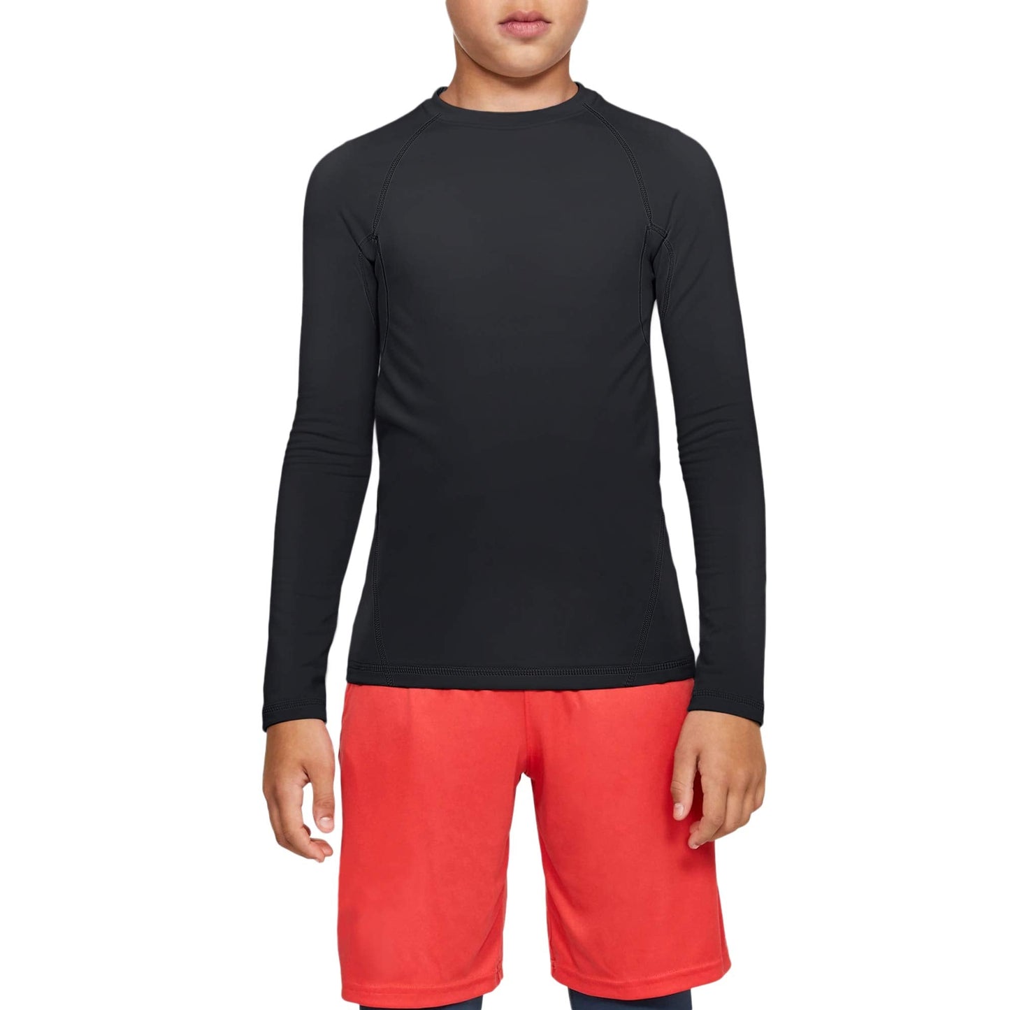 HOPLYNN Youth Boys' Compression Leggings Athletic Shirt Tights Top Base Layer Set Sports Youth for Kids Balck S