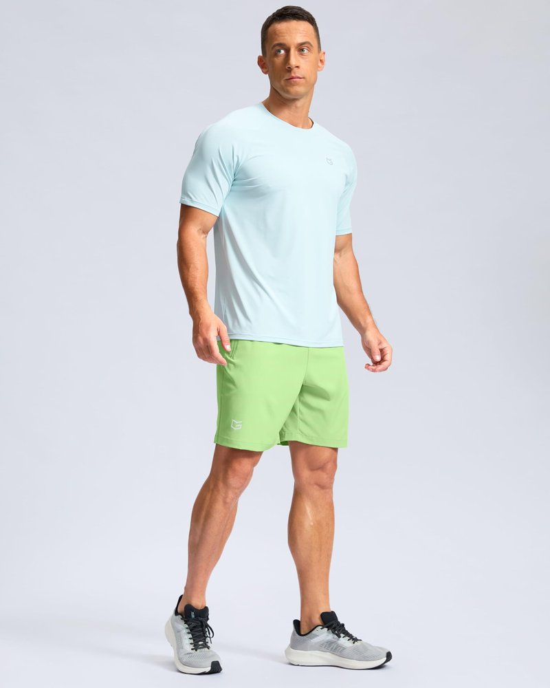 G Gradual Men's Athletic Running Shorts with Zipper Pockets Quick Dry 7"/ 5"/ 9" Workout Gym Shorts for Basketball Hiking(Mint Moment,7M)