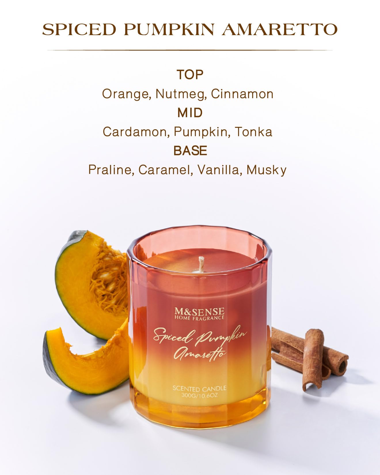 M&SENSE Spiced Pumpkin Soy Scented Candles Natural Non Toxic, 10.6oz 60 Hours Long Lasting Slow Burning Fall Scent Unique Luxury Candle Gifts Halloween Home Decor for Women Men