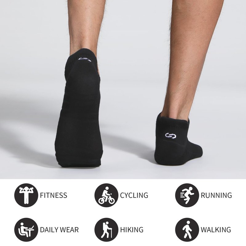 Lapulas Ankle Socks Cushioned No Show Sport Low Cut Socks for Men and Women 6Pairs Black Large