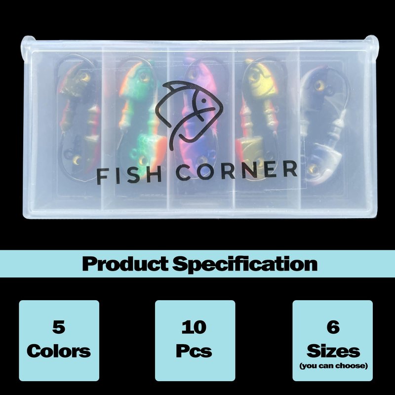FISHCORNER Swimbait Jig Head Swimbait Jigs with 3D Eyes Minnow Jig Heads for Fishing Saltwater 10 pcs/Set 3/16oz