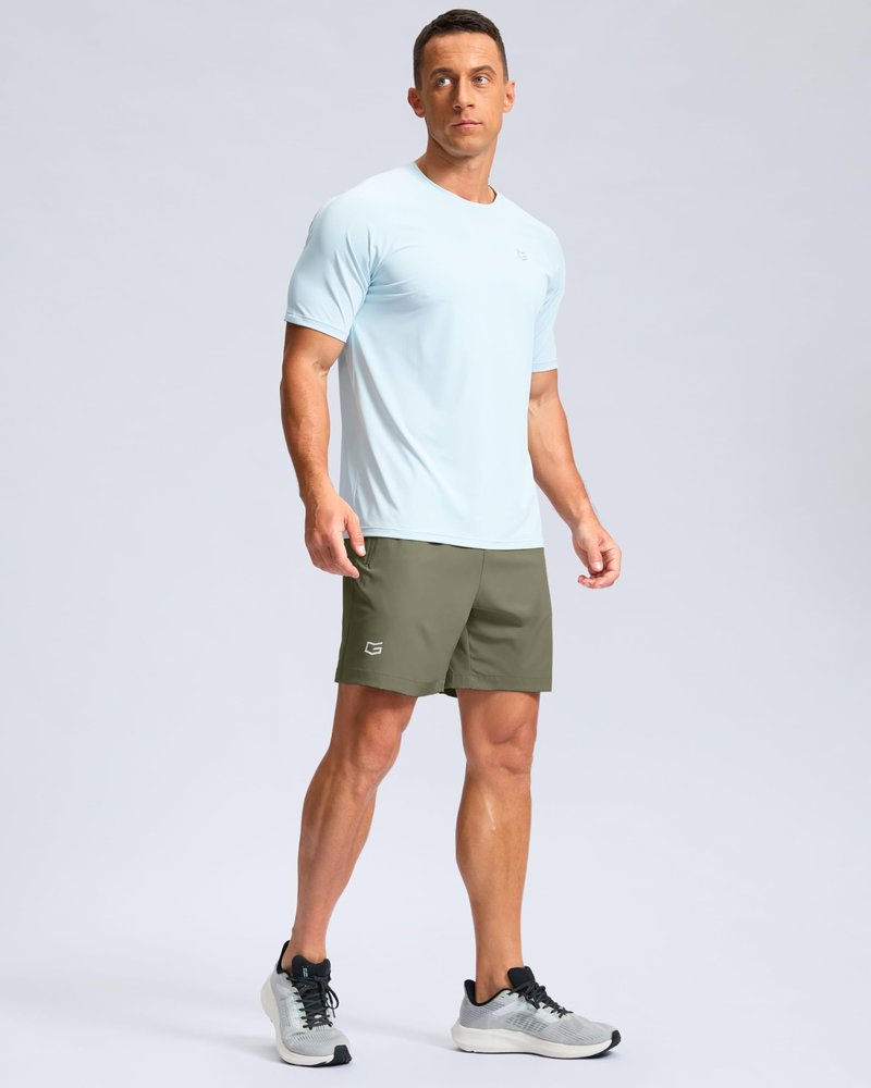 G Gradual Men's Athletic Running Shorts with Zipper Pockets Quick Dry 7"/ 5"/ 9" Workout Gym Shorts for Basketball Hiking(Sage Green,5XXXL)