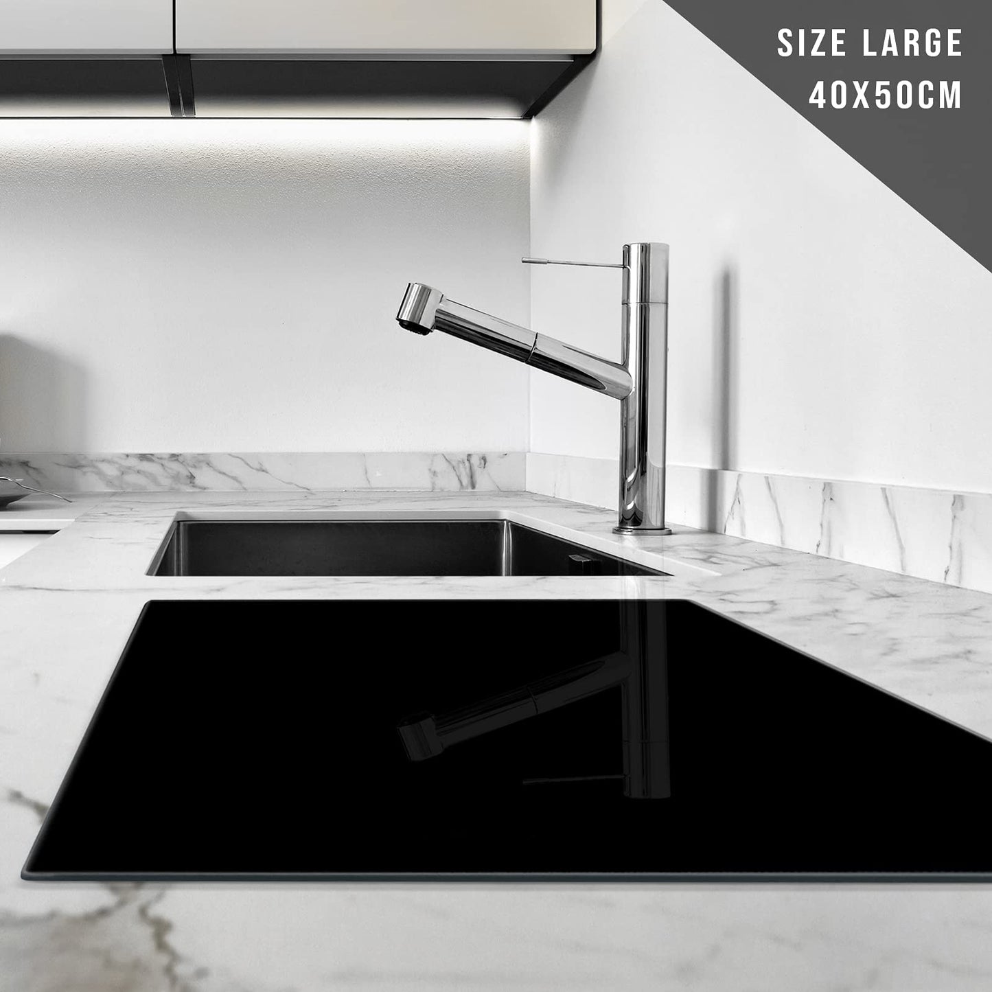 Black Chopping Board | Glass Worktop Saver 40 x30cm