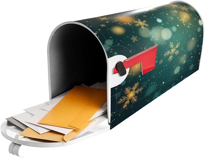 Festive Magnetic Mailbox Cover Snowflake Winter Outdoor Mailbox Protector Holiday Seasonal Decorative Garden Yard Home Large Size 25.5 x 21 Inch