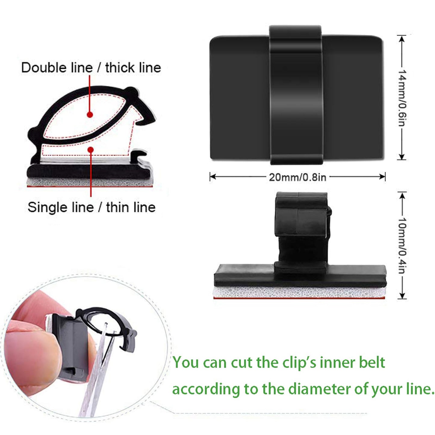 3M Cable Clips Self Adhesive Cord Organizer, Wire Holder Clamp Management Sticky for Desk Car Dash Cam Tables Wall, Black 30pcs