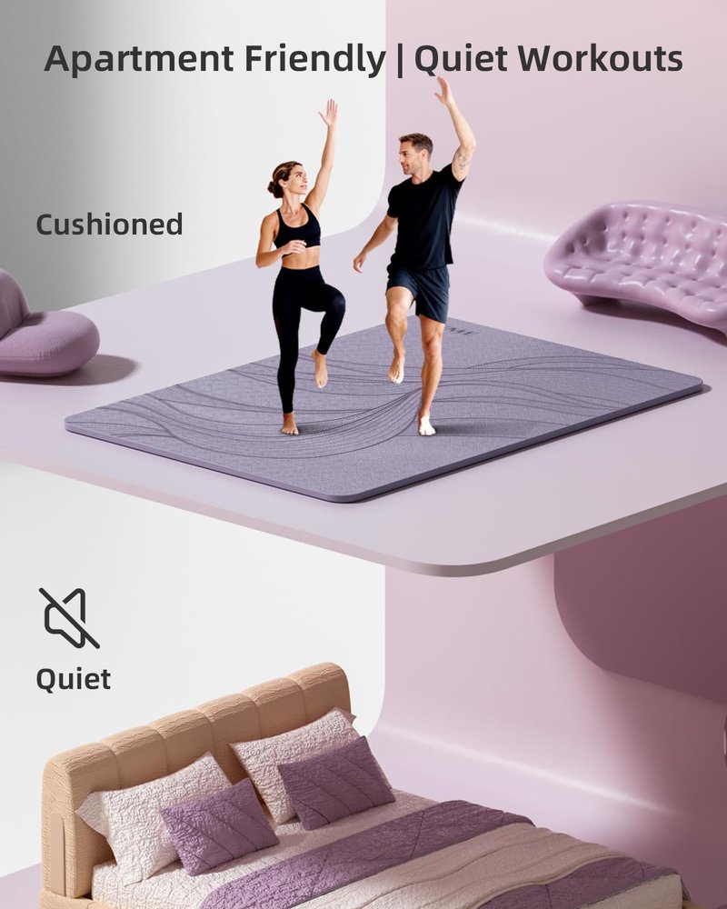 Large Yoga Mat (75.5"x47.6"x0.4"๏ผExtra Wide & Thick 10mm, Non-Slip Exercise Mat, High-Density TPE Mat for Yoga Pilates & Home Gym Workouts(purple)