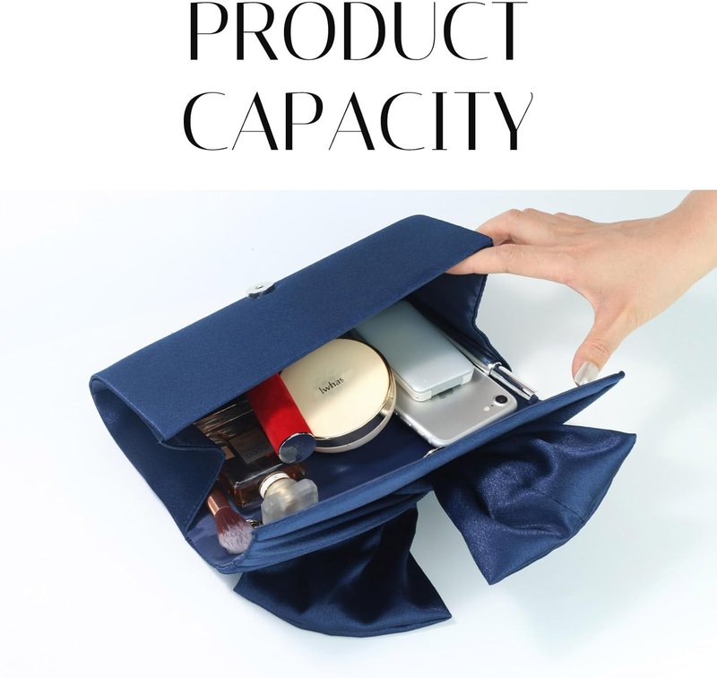 Satin Evening Bag - Elegant Bow Flap Clutch Purse for Women | Perfect for Formal, Party, Prom, Wedding