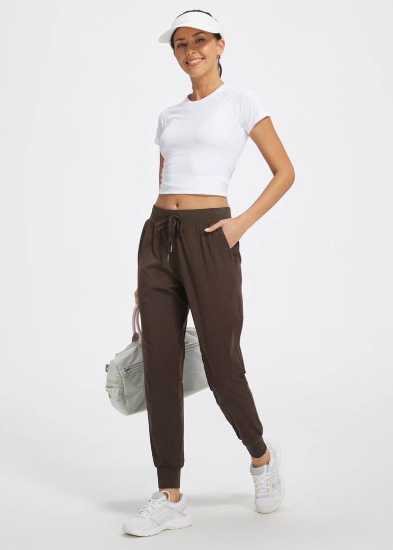 Libin Women's Joggers Pants Athletic Dance Sweatpants with Pockets Running Tapered Casual Pants for Workout,Lounge, Brown XL