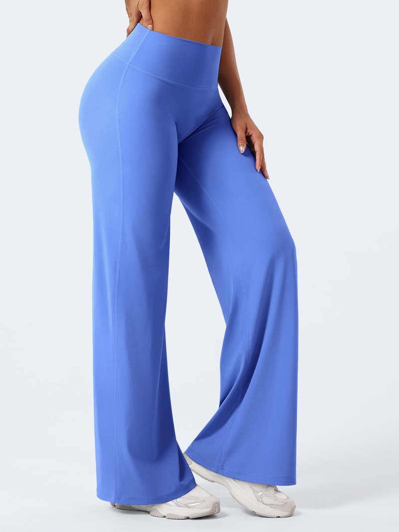 YEOREO Workout Leggings Womens No Front Seam Straight Leggings 31.5" High Waist Buttery Eddiy Gym Yoga Pants Blue L