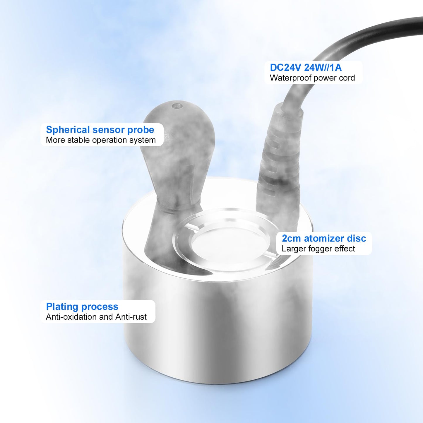 FITNATE Mist Maker, Upgraded Fogger Water Fountain Pond Fog Machine Atomizer for Halloween Gatherings, Festivals, and Other Holidays, with Ceramic Disc Tools