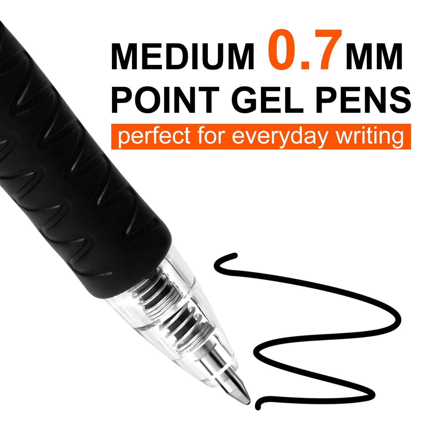 Gel Pens, 30 Pack Black Gel Pen Fine Point, Retractable Gel Ink Rollerball Pens for Smooth Writing (0.7mm) Back to School Supplies