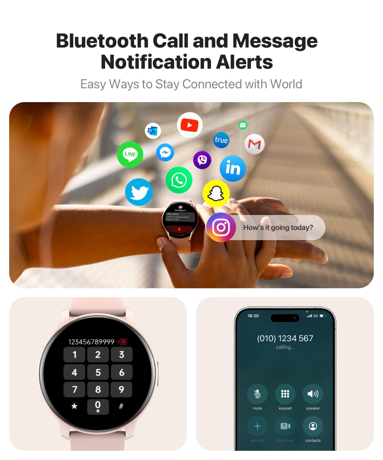 JeeJTek Smart Watch, HD Smartwatch for Men Women (Answer/Make Calls), Fitness Watch with 100+ Sport Modes, IP68 Waterproof/Heart Rate/Sleep Monitor, Activity Trackers for iOS/Android