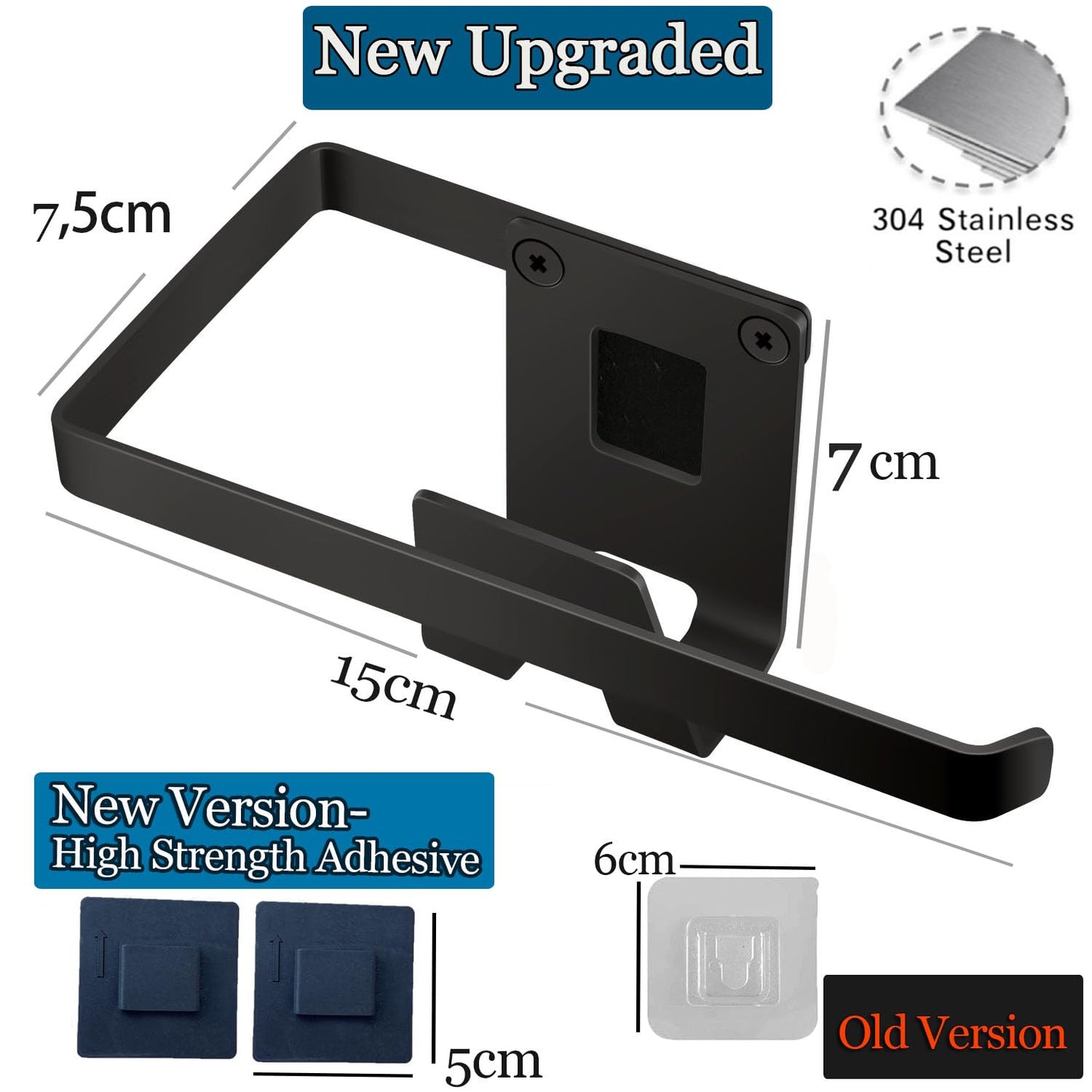 GAViA Sponge Holder Kitchen Dish Sponge Holder Self-Adhesive Kitchen Organiser Dish Cloth Holder 304 Stainless Steel Kitchen Drain Rack Sink Caddy Storage Organiser Black