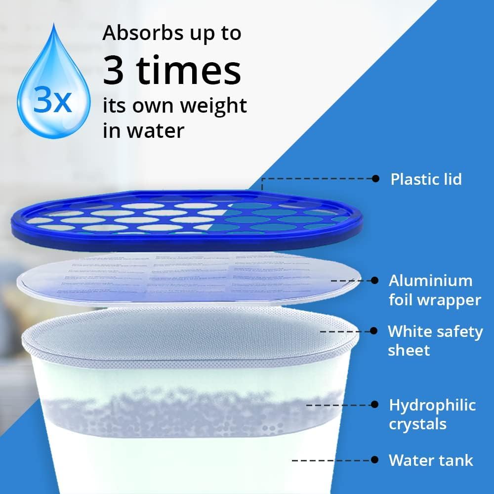 Bargain Factory Dehumidifier 500ml Pack of 25 Condensation Remover Moisture Absorber Dehumidifiers for Damp, Mould, Moisture in Home, Kitchen, Bedroom, Caravan, Office, Garage, Bathroom, Basement