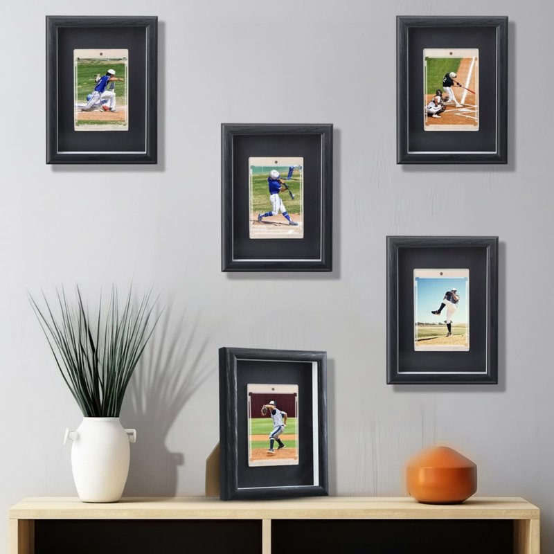 AceOrbit 6 Pcs Trading Card Display Frames, Baseball Sports Card Frame with Acrylic Magnetic Cards Display for Show & Protect 2.5 x 3.5 Inch Sports Baseball Football Hockey Game Trading Cards