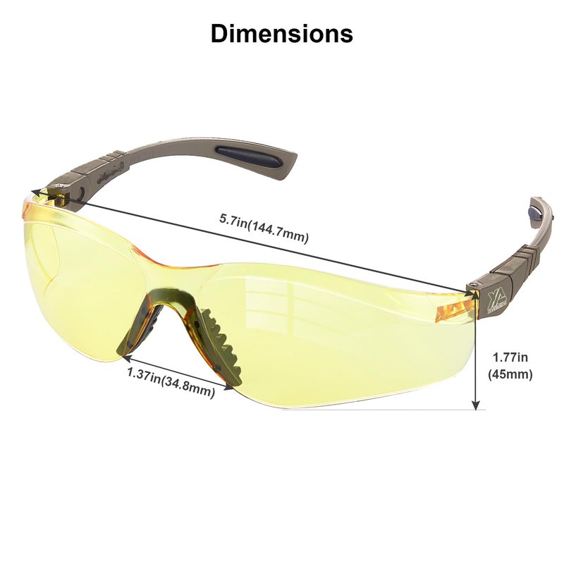 xaegistac Shooting Glasses Anti-fog Shooting Range Eye Protection, Adjustable Safety Glasses with Zipper Hard Case (khaki frame yellow lens)