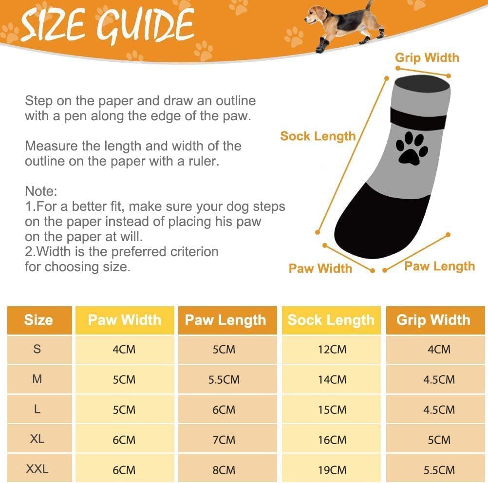 BINGPET Dog Socks Anti-Slip with Straps Paw Protector Traction Control Waterproof for Indoor Outdoor Wear for Medium Dogs
