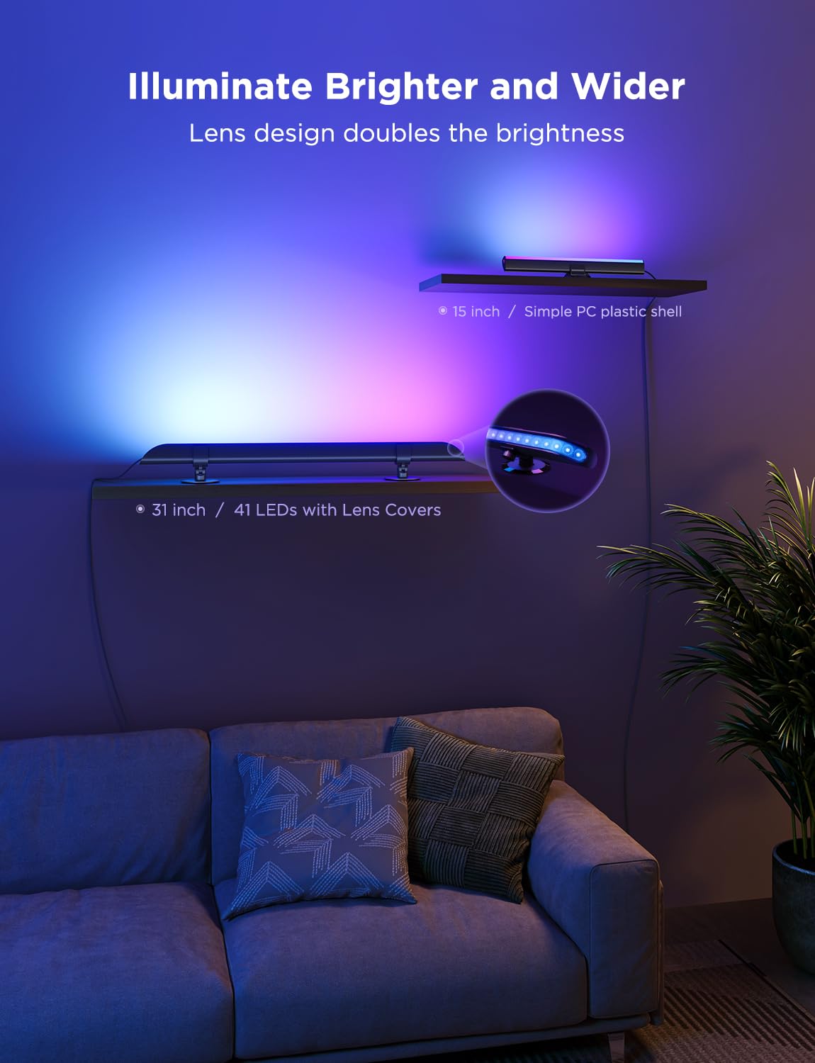 Govee Upgraded 31 Inch LED Light Bar with Scene and Music Modes, RGBIC WiFi Light with Multiple Placement Options Suitable for 55-70 inch TVs, Voice and App Control, 1 Pack