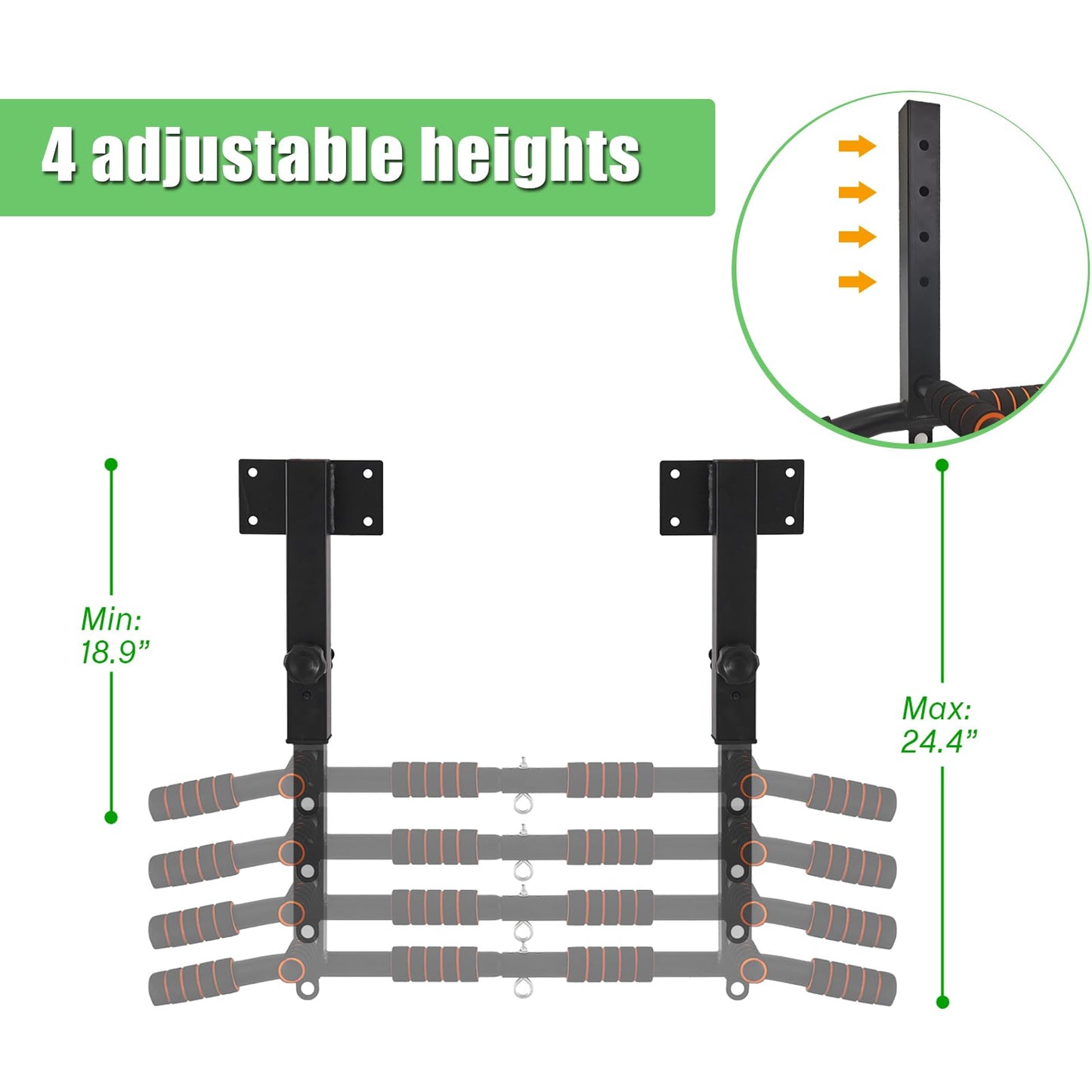 PLKO Joist Mounted Pull Up Bar,Chin Up Bar Ceiling Mount,Workout for Home Gym, Power Tower Set Training Equipment Fitness Dip Stand Supports to 440 Lbs