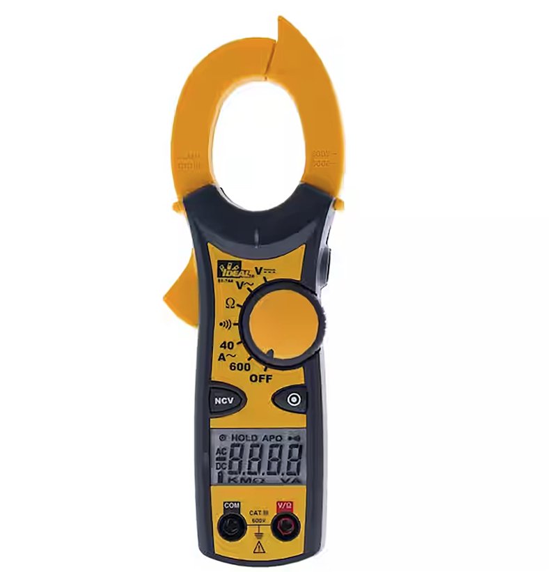 Ideal Electrical Clamp-Pro Digital Clamp Meter | 600A AC Measurement, Non-Contact Voltage Indicator (70–600V AC), Continuity Test, Auto/Manual Ranging, Data Hold, Auto Power Off, Low Battery Alert
