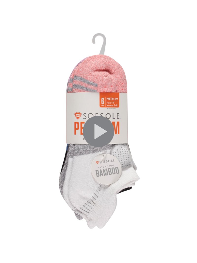 SOF SOLE Women's Performance No-Show Socks (Multi-pack) - Ultra-Soft Rayon - Arch Band Support, Cushioned Heel, Toe & Tab - Breathable, Keeps Feet Dry & Fresh - Flexible Fit for All-Day Wear