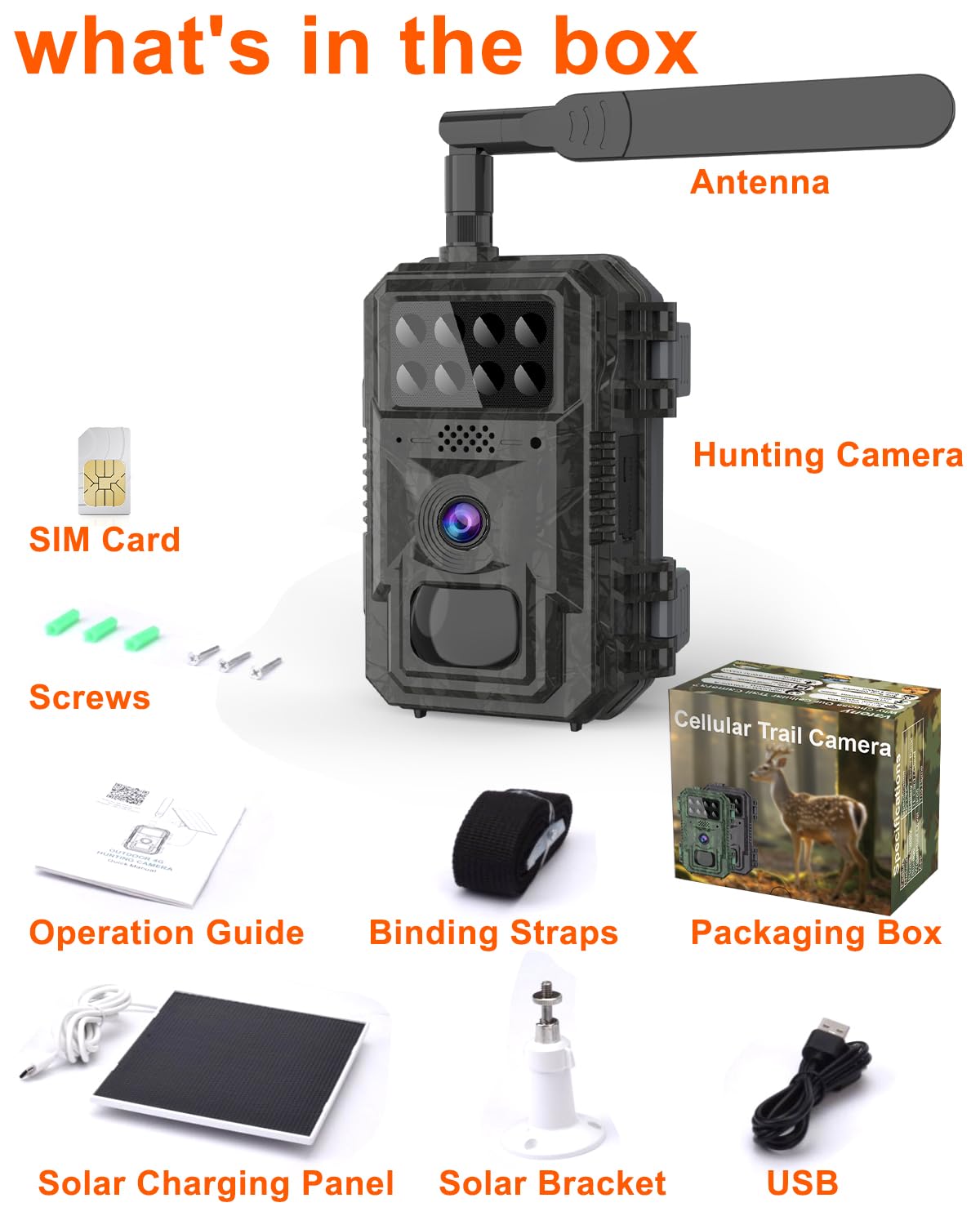 Vatony 4G Cellular Trail Camera-with 4K 48MP Wide Angle 120 Degree,Night Vision up to 100FT, Solar Powered Hunting Camera with SD Storage, IP68 Waterproof, Motion Activated Wildlife Camera