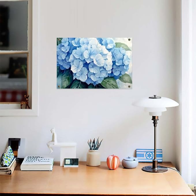 Yesad Blue Hydrangea Pictures, Floral Wall Art Flower Canvas Wall Art Botanical Prints Posters Rustic Wall Décor for Living Room Bedroom Kitchen Farmhouse Wall Décor (Unframed,36”x24”,Hydrangea1)