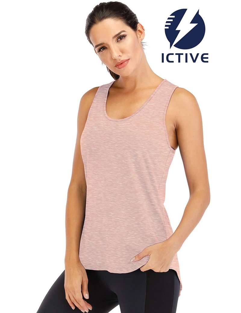 ICTIVE Yoga Tops for Women Loose fit Workout Tank Tops for Women Backless Sleeveless Keyhole Open Back Muscle Tank Running Tank Tops Workout Tops Racerback Gym Summer Tank Tops Apricot M
