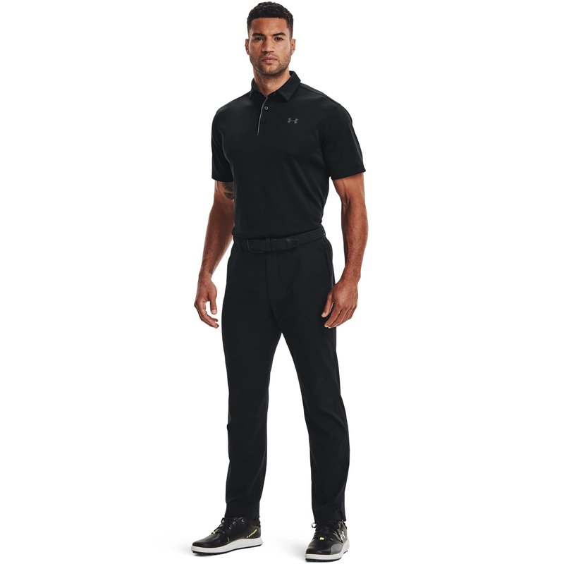 Under Armour Men's Tech Golf Polo, Black (001)/Graphite, Medium Tall