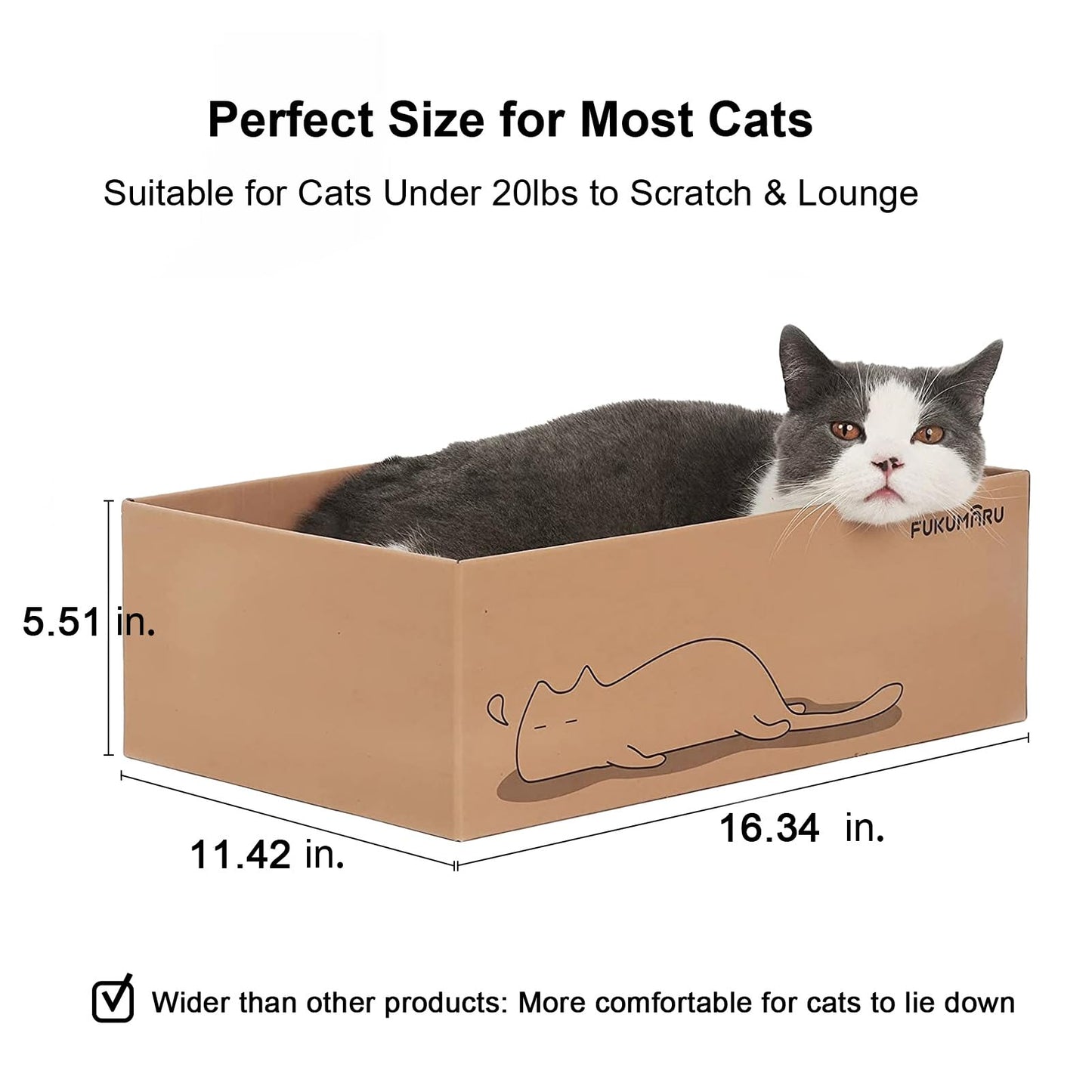FUKUMARU 5 PCS Cat Scratching Boards, 11.4 Inch Width Ex-Large Cat Scratcher Box, Reversible Cardboard Scratchers for Indoor Cats, Cat Scratch Box for Large, Medium and Small Cats, Protect Furniture