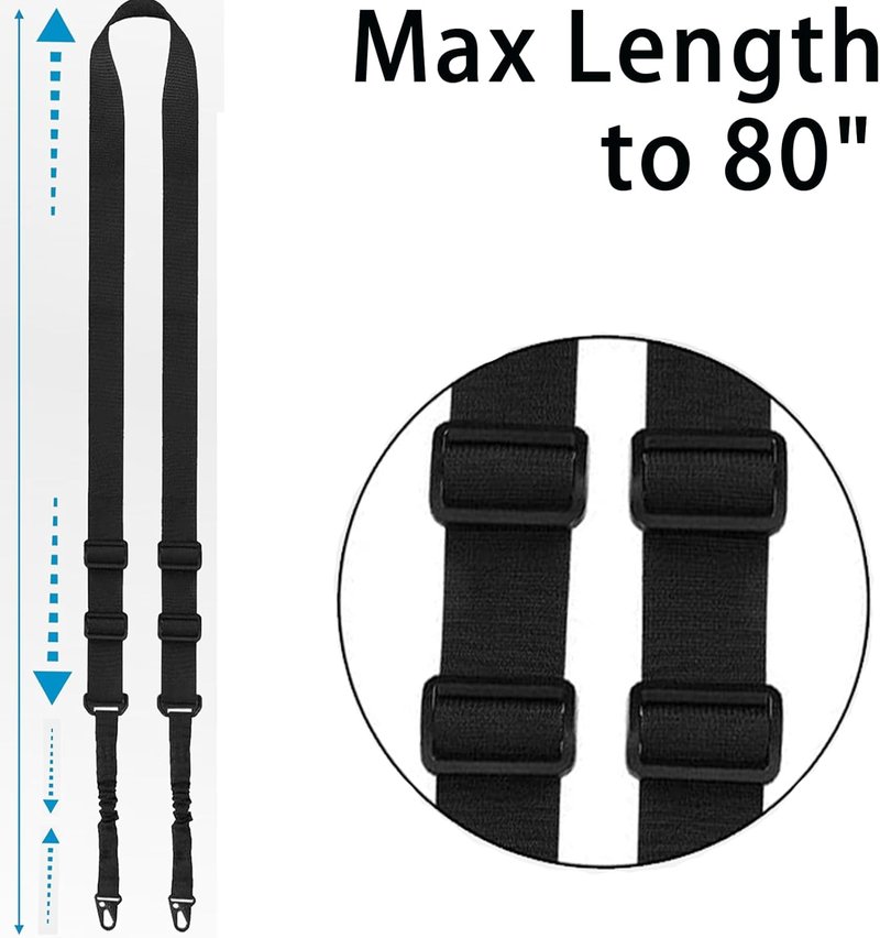 Bengor Two Point Rifle Sling - Adjustable Extra Long with 1.25" QD Swivel Mounts | M-Rail Attachments