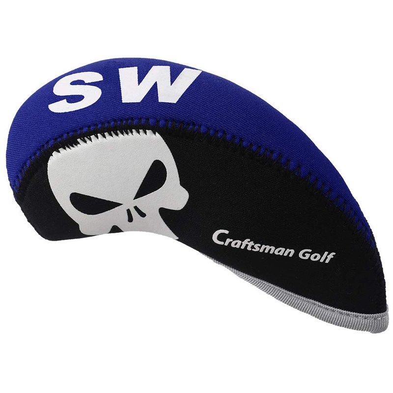 Craftsman Golf 11pcs Multi Color Skull Golf Club Neoprene Iron Head Cover Headcover Set Protector Cases (Blue & Black)
