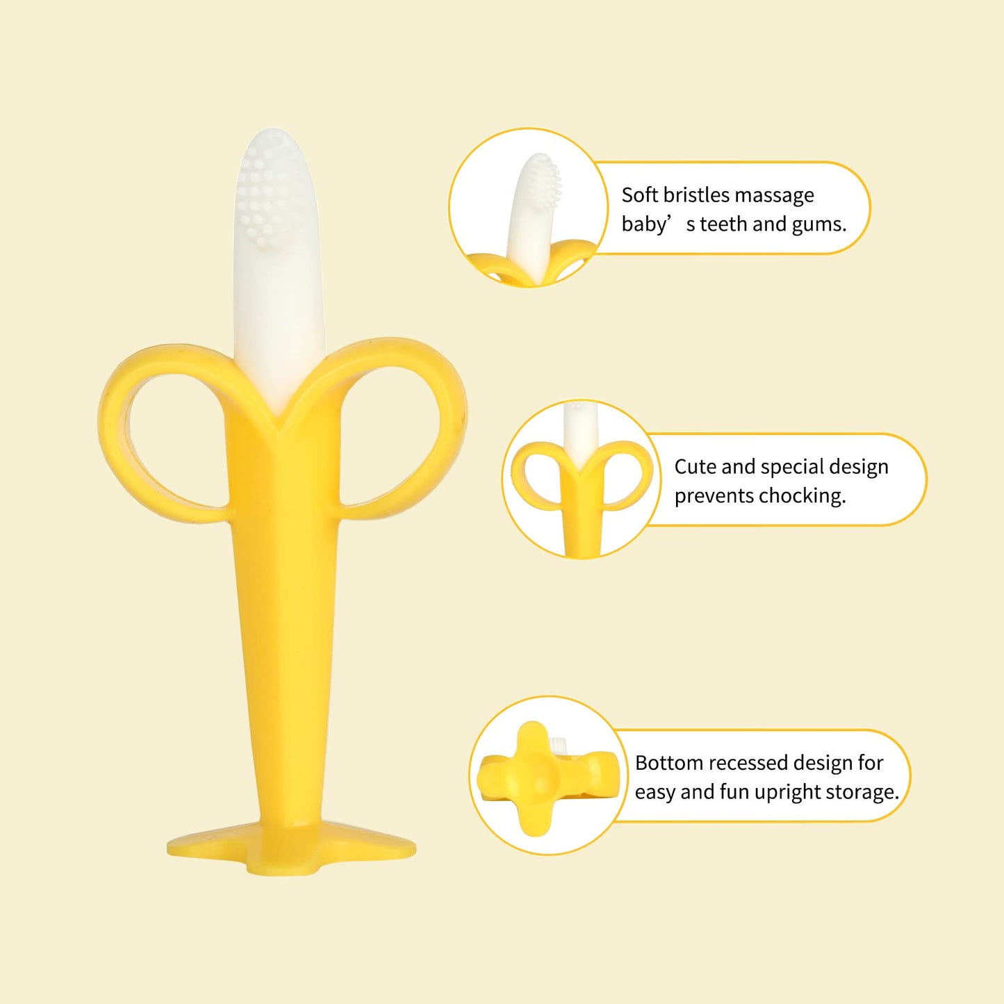 Chuya Teething Toys for Baby, Teethers with Banana Toothbrush Teeth Brushing,BPA-Free,Chew Toy Infants Toddlers Silicone Teether for Babies 0-6-12 Months