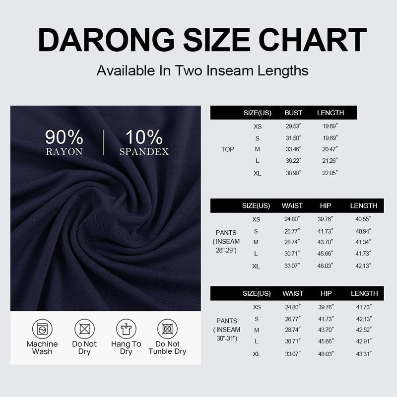 Darong Women's 2 Piece Outfits Short Sleeve Lounge Sets 9042A Dark Blue M