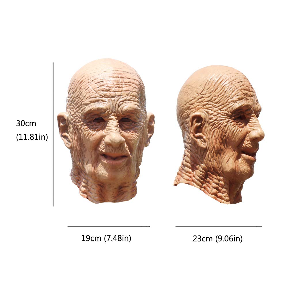 PartyHop - Old Man Mask - Realistic Halloween Latex Human Wrinkle Face Mask
