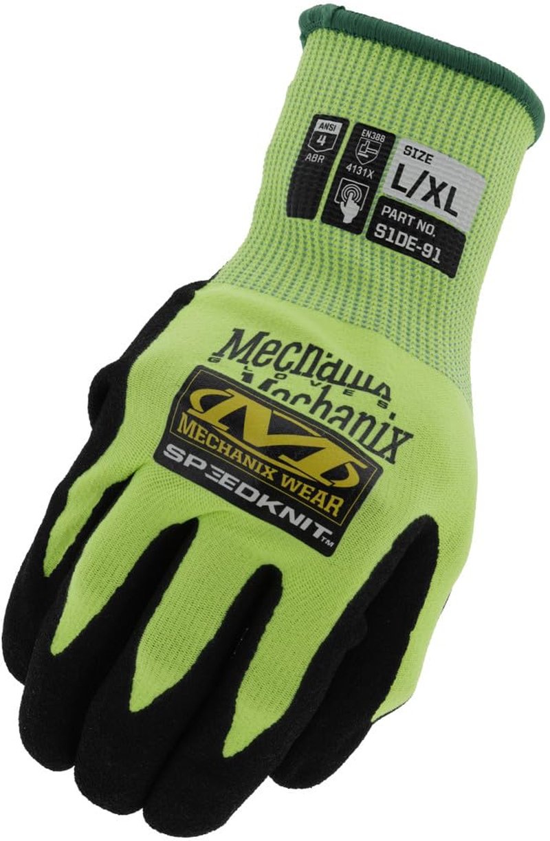 Mechanix Wear Hi-Viz SpeedKnit Utility Work Gloves - High-Visibility Coated-Knit Work Gloves - Abrasion Resistant - Oil-Resistant Micro Foam Grip - Machine Washable - Yellow - Small/Medium - 12 Pack