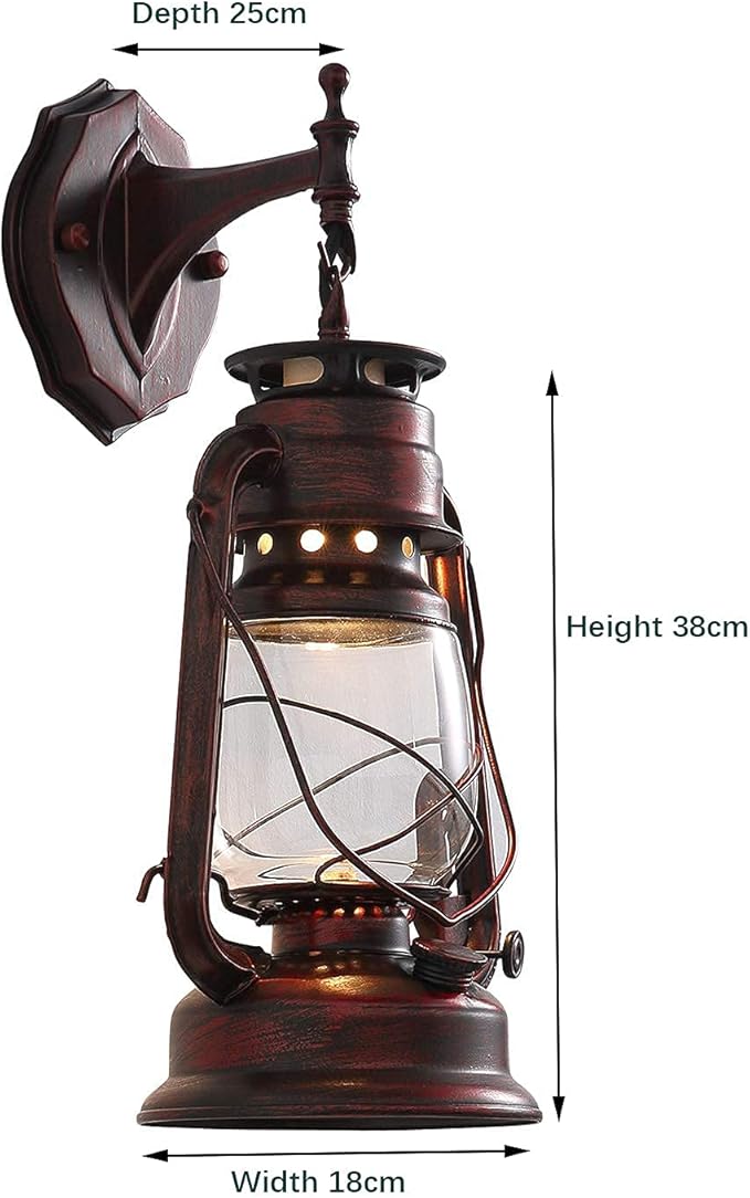 Rustic Wall Sconce Lantern Light, Vintage Wall Light Fixture with E26 Base,with Glass Shade, Waterproof Wall Mounted Lighting Fixture with Frosted Shade for Porch Garage Room W7 x H15