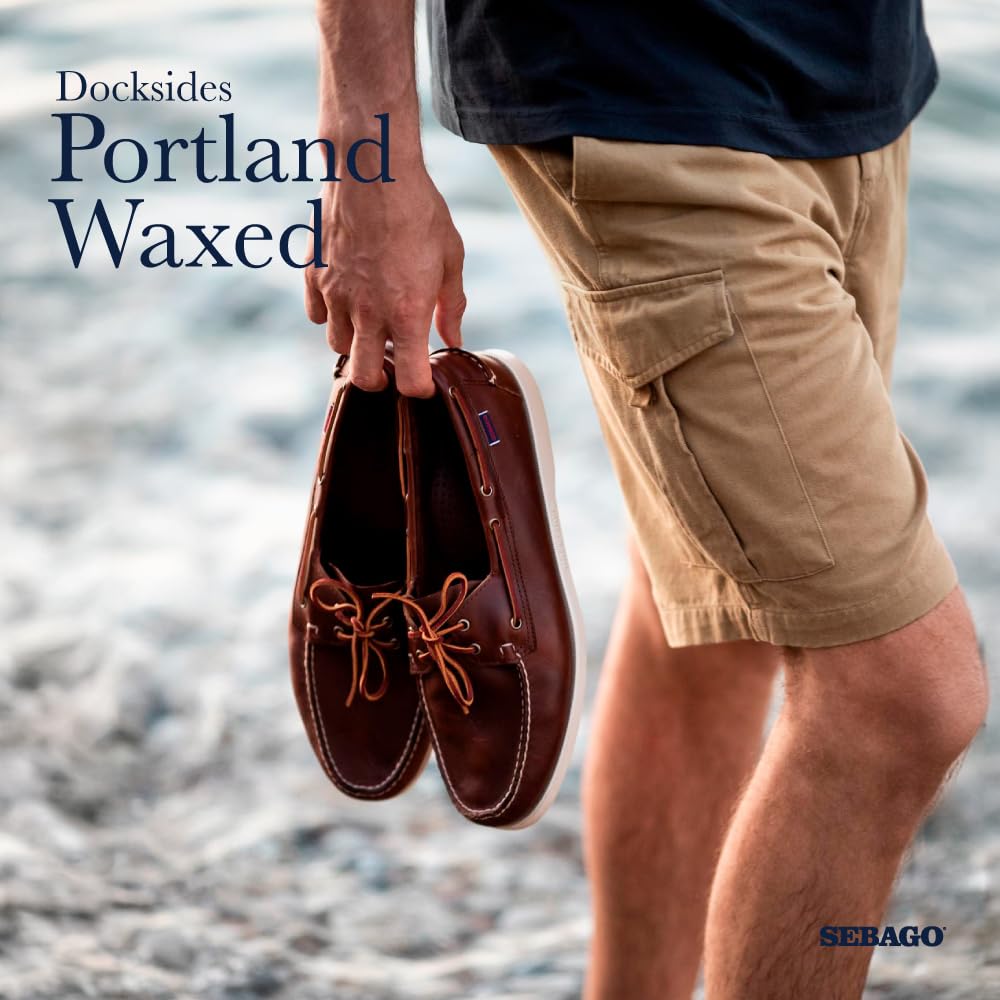 Sebago Men's Docksides Portland Waxed Boat Shoes, Brown (Brown-Gum), 9 UK (43.5 EU)