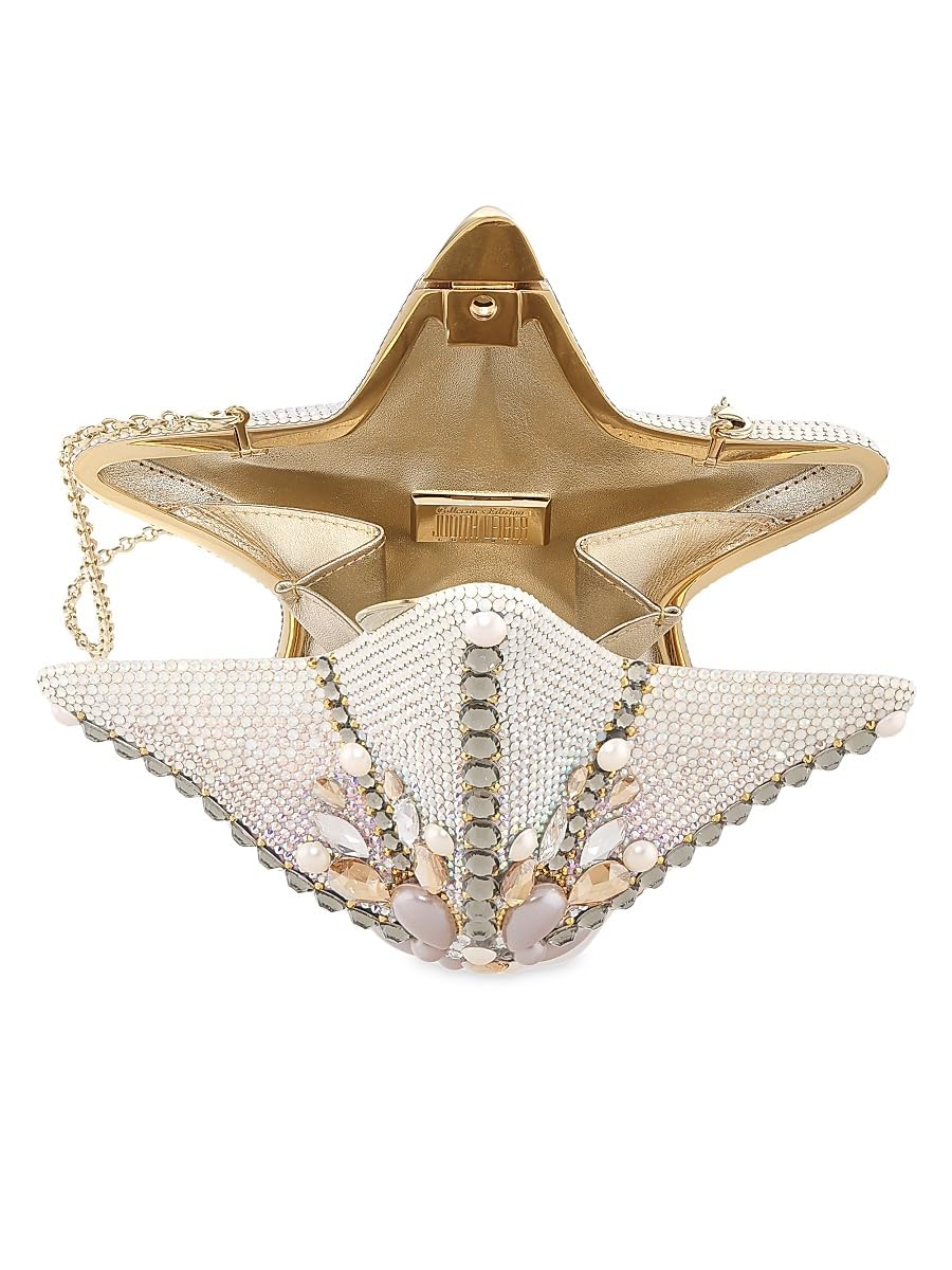 Judith Leiber Couture, Crystal-Embellished Starfish Convertible Clutch, Champagne White Opal Multi
