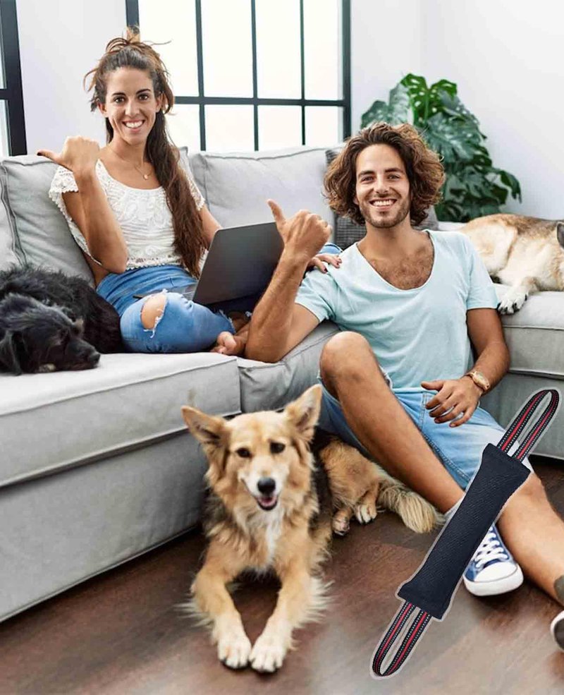 Clysoru Tug Toy for Dogs Tug of War Dog Toy with 2 Strong Red Band Handles Lasting Training Equipment Puppy to Large Dogs Interactive Toy Best for Tug of War Pull Indestructible Rope Toys (Dark)