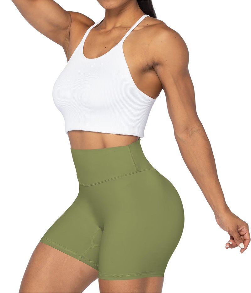 Sunzel No Front Seam High Waist Biker Shorts for Women, Squat Proof Yoga Workout Gym Bike Shorts 8" Caramel Cafe X-Large