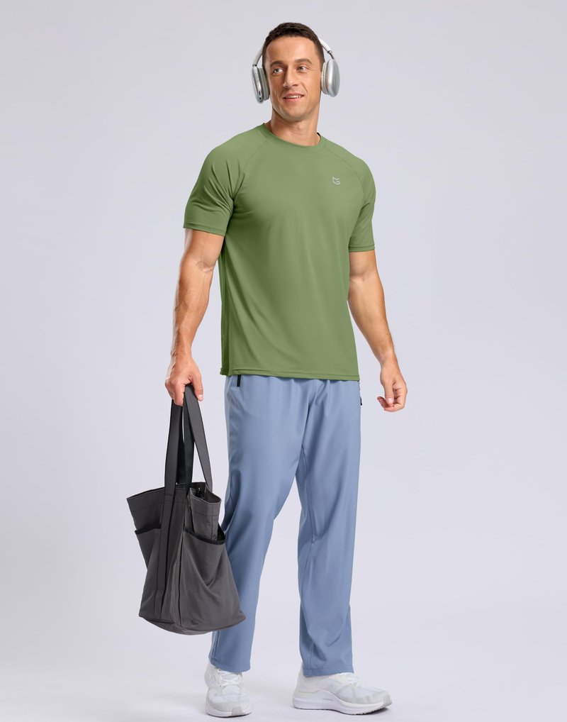 G Gradual Men's Athletic Workout T-Shirts Moisture Wicking Cooling Running Shirts Short Sleeve Performance Tee for Gym Tennis(Military Green,XXL)
