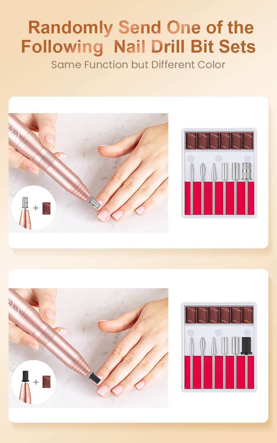 Portable Electric Nail Drill Machine, Professional 20000 RPM USB Manicure Pedicure Drills for Acrylic Nails Gel Polishing Shape Tools