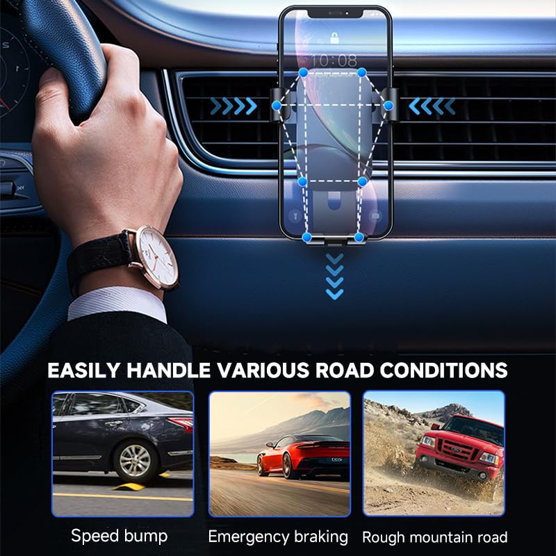 Car Phone Holder Mount, Air Vent Cell Phone Car Mount Aluminum Universal Automobile Car Phone Holder for All Smartphones, Light Blue