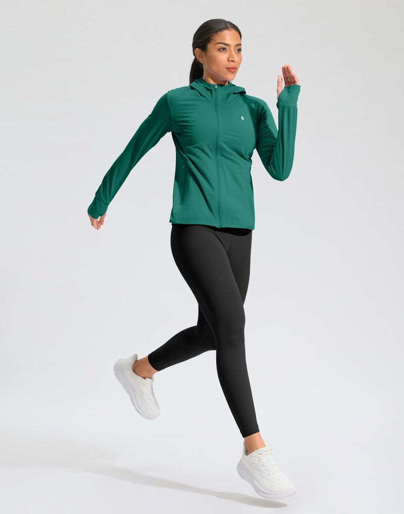 Soothfeel Women's UPF 50+ Sun Protection Hoodie Jacket Lightweight Long Sleeve Sun Shirt for Women with Pocket Hiking Outdoor(Teal, XS)