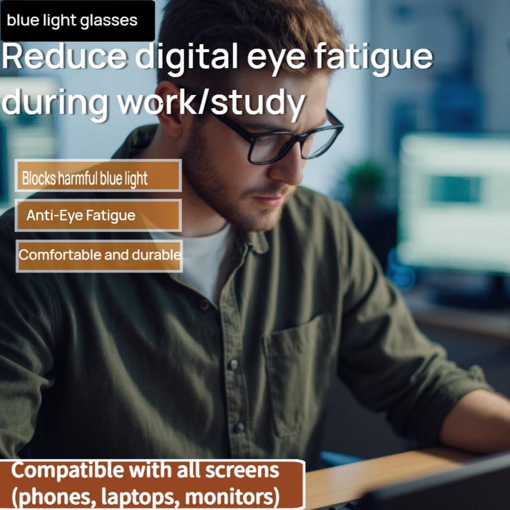 BOSSWIN Blue Light Blocking Glasses Square Fashion Computer/Gaming/TV/Phone- 99% Blue Light Filtering for Men and Women