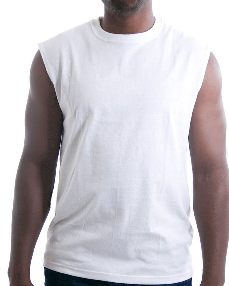 Russell Athletic Men's Cotton Basic Muscle,Basic White,Small