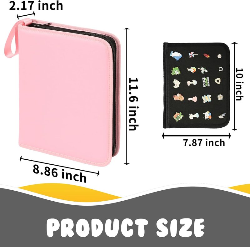 Enamel Pin Display Book - 6-Page Portable Pin Trading Organizer | PU Pink